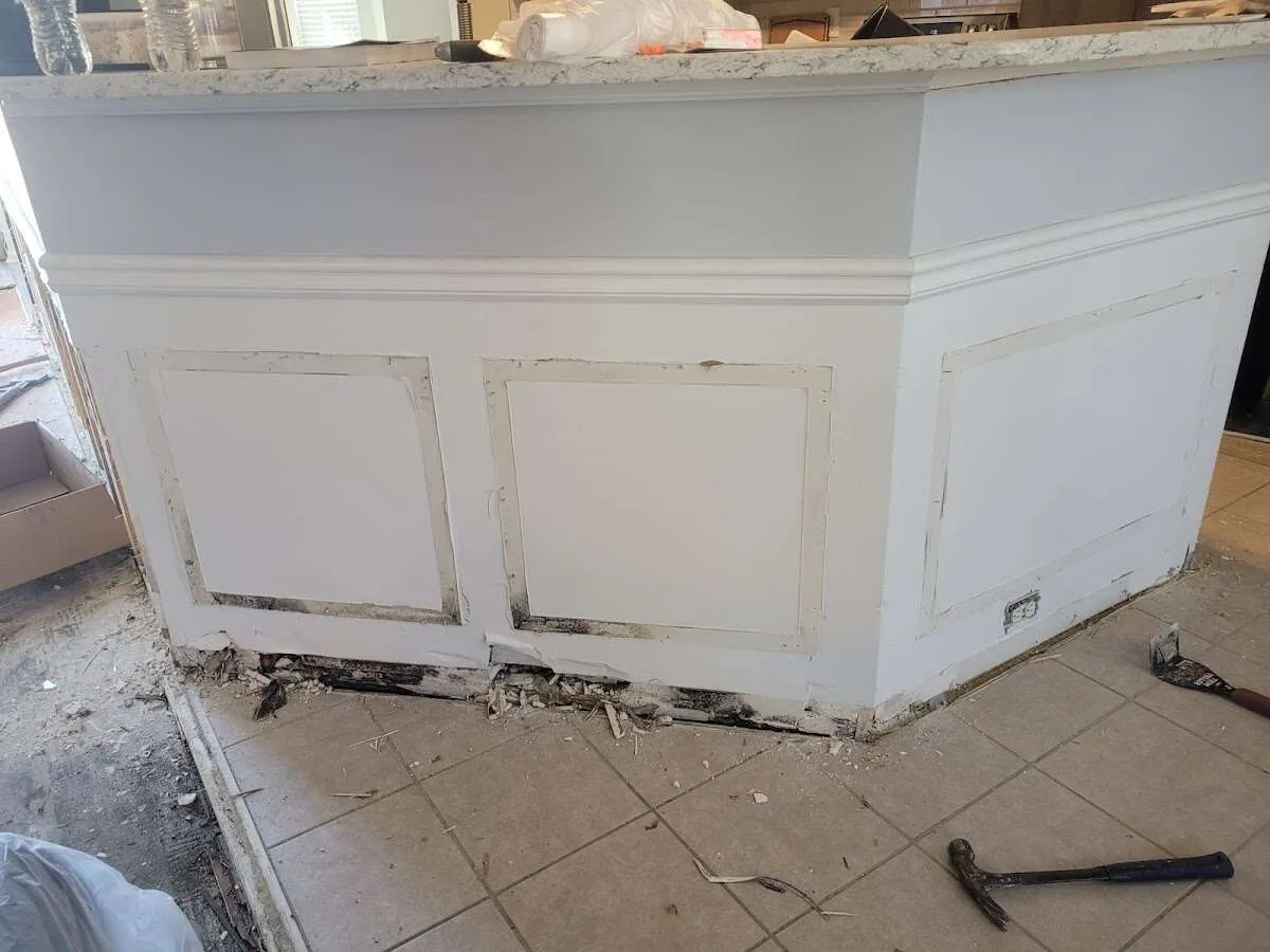 Water damage and mold on kitchen during Storm Damage Restoration in Laughlin